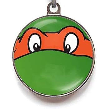 Wag-A-Tude Tags Ninja Turtle Orange Funny Custom Pet Tag Dog Tag Cat Tag Pet Tag (Large)