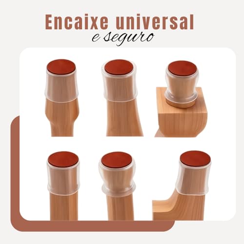 Kit Protetor de Pé de Móveis em Silicone, Antiderrapante, Protege Piso e Evita Arranhões - Proteção para Pé de Cadeiras, Mesas, Sofás, Camas e Guarda-Roupas, Pés Redondos e Quadrados - UpShop (16)
