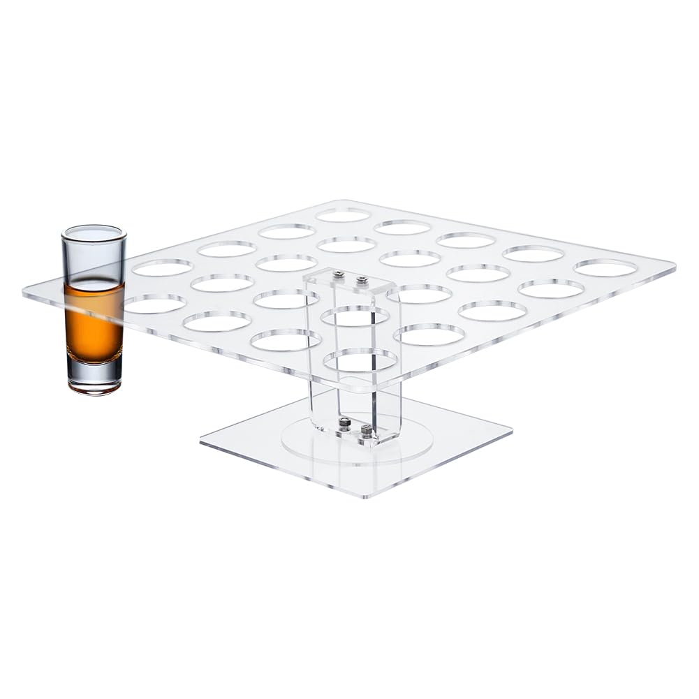 DICOSMETIC 24 Hole Shot Glass Holder Acrylic Shot Glass Tray 1oz(30ml)Wine Glass Cup Clear Serving Tray Glass Cup Organizer Display Ice Cream Cone Holder for Bar Family Gathering Party,Hole:1.57in/4cm