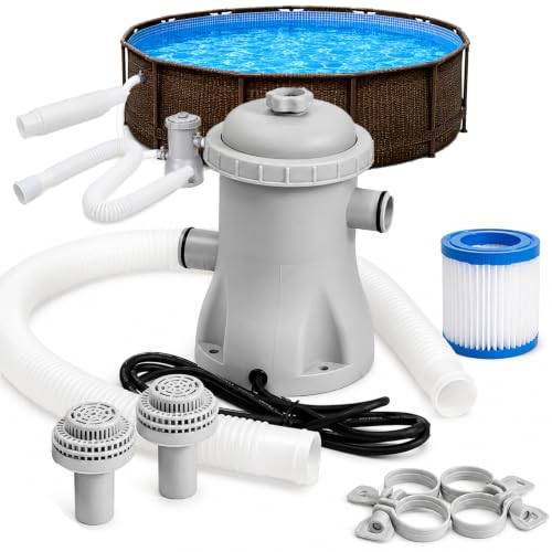 de Bomba de filtros de Piscina de Cartucho, 330 GPH, Potente Bomba de Filtro de Piscina, Cartucho eléctrico de Alta eficiencia para Piscinas sobre el Piso