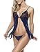 Ruzishun Women's Simple Sexy Lingerie Sheer Open mesh Babydoll Set
