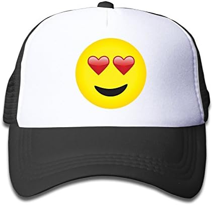 Toddler Kids Heart Eyes Emoji Mesh Trucker Snapback Hat Cap Black