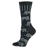 b.ella Elle Womens Cotton Crew Elephant Pattern Sock ( Charcoal - Medium )