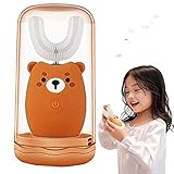FEISIKE Ultrasonic Kids Electric Toothbrush with Three Gear Speed, Auto-Toothbrush Specially Designed for Toddlers and Kids Mottake，Touch Button (Brown Bear)