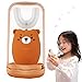 FEISIKE Ultrasonic Kids Electric Toothbrush with Three Gear Speed, Auto-Toothbrush Specially Designed for Toddlers and Kids Mottake，Touch Button (Brown Bear)