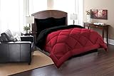 Elegant Comfort® All-Season Down Alternative Luxurious Reversible 3-Piece Comforter Set- King/Cal King, Black/Burgundy