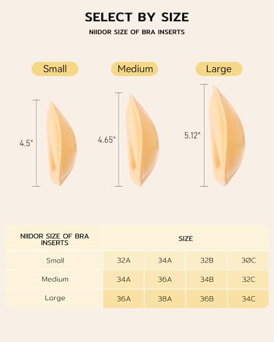 Niidor Bra Inserts, Double-sided Sticky Bra Pads Inserts Silicone, Push Up Bikini Padding Inserts Reusable, Stick on Bra Pads