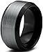 Tungsten Wedding Band Ring 10mm for Men Women Comfort Fit Black Beveled Edge Polished Brushed