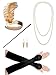 Zivyes 1920s Flapper Accessories Leaf Headband Pearl Necklace Black Gloves Earring