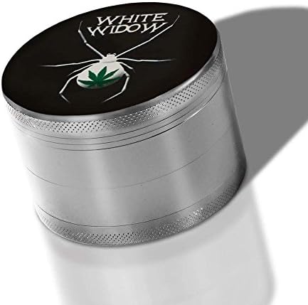 White Widow Herb Grinder with Pollen Catcher- 4 Piece Alloy Larger 2.5 Inch (Silver)
