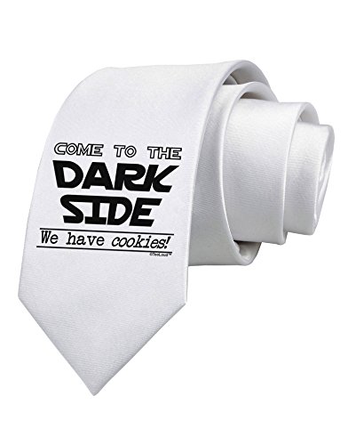 TooLoud Come To The Dark Side - Cookies Printed White Neck Tie