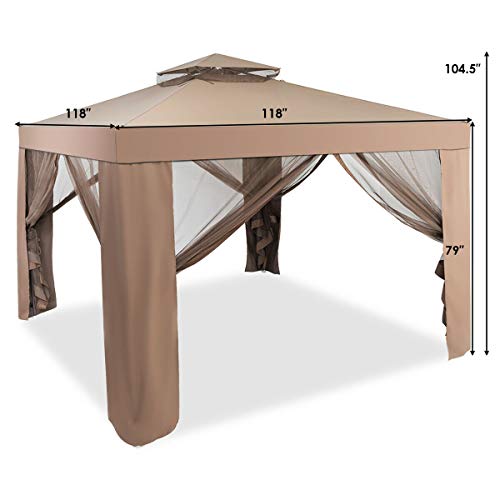 AyaMastro Outdoor 2Tier 10Feet Gazebo Canopy Shelter Garden Tent Sunshade with Mosquito Netting with Ebook - Thumbnail 4