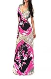 Hawaiian Fashion Print Women's Long Short Sleeve Tie Wrap Waist Maxi Dress