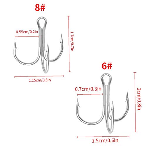 asdfwe Drillinge Angelhaken High Carbon Stahl Kleine Runde Biegung Triple-Harte Köder Löffel Fishhook Plastikkasten… – Bild 4