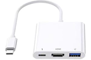 SNLRNTIN USB C to HDMI Multiport Adapter, USB C Digital AV Adapter for iPhone 15, Multiport AV Adapter with 4K HDMI Output USB 3.0 Port & USB-C Fasting Charging Port Compatible for MacBook Pro, iPad Air