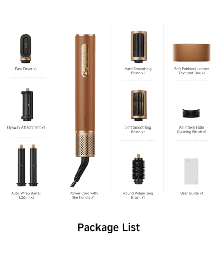 DREAME AirStyle Pro 7-in-1 Hair Styler & High Speed Dryer | Snap-on Attachments for Curling, Smoothing, Volumizing | Fast Drying, Frizz Control, Cool Shot | Luxury Leather Package, 120V Voltage