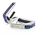 Thalia Capos 200 Series Professional Guitar Capo w/ 14 Interchangeable Fret Pads – For Acoustic, Classical, & Electric Guitars - Chrome Plated Finish with Blue Abalone Inlay