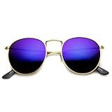 zeroUV - Retro Fashion Metal Frame Flash Mirror Lens Round Sunglasses