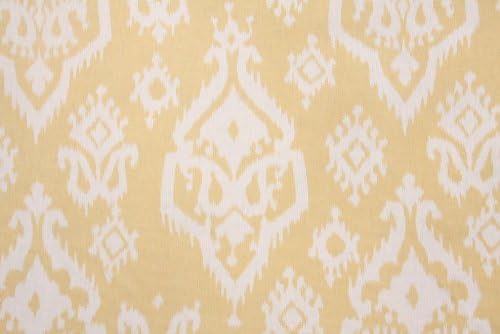 Saffron Yellow and Off White Native American Ikat Drape, One Rod Pocket Curtain Panel 108 inches long x 50 inches wide