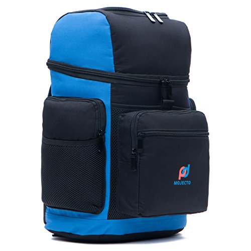 MOJECTO Backpack Cooler - Dual Insulated Compartment. Multiple Pockets, Heavy Duty 900D Fabric, High Density Thick Foam Insulation, Heat Sealed Thick Peva Liner, Strong Zippers, Padded Straps.