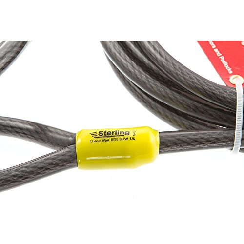 [- Sterling 124C 12mm x 4.5m Double Loop Vinyl Coated Self Coiling Security Cable, Black  -]