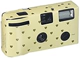 Single Use Camera - Ivory and Gold Hearts Design