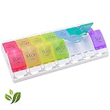 7 Day Pill Case Organizer 2 Times a Day , 14 Compartments Large Capacity Pill Reminder Box AM PM, Detachable Pill Container Twice a Day for Medication, Supplement