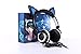 Cat Ear Headphones, KOMRT Blinking Kids Headphones Fashion Glowing Cosplay Headset, Foldable Over-Ear Gaming Headsets with LED Light for Girls, Children, Compatible for iPhone 6S,Android Phone,PC
