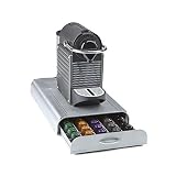 Mind Reader 50 Capacity Nespresso Capsule, 24 Capacity Vertuoline Coffee Pod Storage Drawer Organizer, Silver