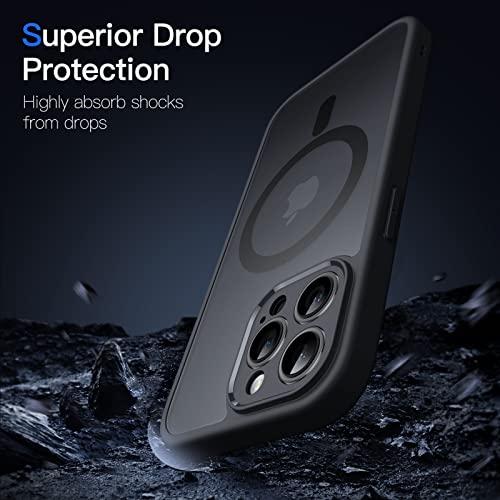 JETech Magnetic Cover for iPhone 13 Pro 6.1 Inch MagSafe Compatible with MagSafe, Translucent Matte Case with Camera Full Protection Slim Back Shockproof (Black)