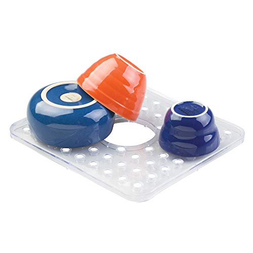 iDesign Kitchen Sink Protector Mat with Hole for Sink Strainer Clear