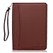Zippered Business Padfolio with Junior Legal Notepad - Light Brown PU Leather Portfolio Binder & Organizer Folder with 8 Inch Tablet Sleeve by Lautus Designs