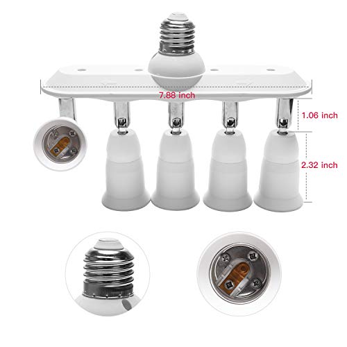5 in 1 Light Socket Splitter JACKYLED E26 E27 Adapter Converter