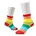 Epeius Kids Girls' 5 Pack Seamless Rainbow Stripes Crew Socks for 3-5 Years,Smooth Toes Socks,Shoe Size 8.5-11