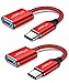 JSAUX USB C to USB Adapter [2 Pack], USB C OTG Cable Red