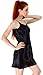 Women's Sexy Satin Silk Chemises Slip Dress Sleepwear, Black,L