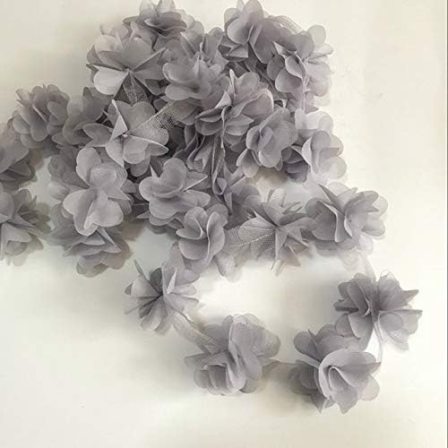 12 Pcs Flowers 3D Chiffon Cluster Flowers Lace Dress Decoration Lace Fabric Applique Trimming Sewing Supplies 19
