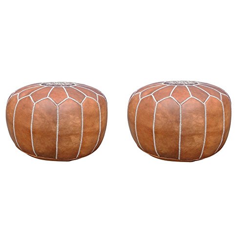 image for nomad & fashion set of 2 Premium Handmade Moroccan leather Light Brown