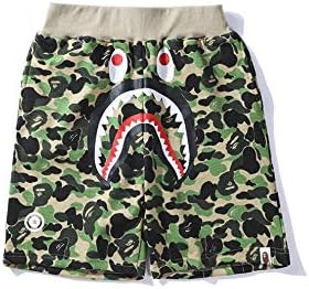 Fashion boy Shark Pattern Sports bape Shorts Trend Stitching Drawstring younth Shorts