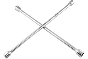 K Tool International 71980 4-Way Metric Lug Nut Wrench for Garages, Repair Shops and DIY, Cross Design, Drop Forged, Heat-Treated, Chrome Plated, Rust/Corrosion Resistant, Sizes 17, 19, 21, 23mm