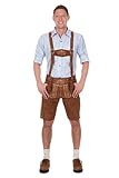 Bavarian traditional leather trousers Lederhosen with suspenders kastanienbraun 52 (36inch)