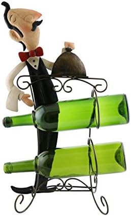 Made By Wine Bodies Chef Waiter Serving Dish Wine Bottle Holder Kitchen Decor Caddy Bar Accessory Home Decor Kitchen Display Centerpiece Tuscany Chef Double (two) Wine Table Rack