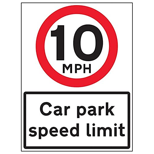 V Safety 10 MPH Car Park Speed Limit W/Channel- 3mm Alucomp Ra1 Antigraff - 450x600mm