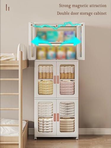 Double Layer Foldable Storage Box, Extra Large Dual Opening Storage Organizer, Stackable Bins with Lids & Wheels, Clothes Snacks Toys & Books, Collapsible Container for Home Office Outdoor Car (2Pcs)