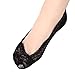 Habiter Women's Non-Skid Lace Sock,3 Pairs No Show Sock with Silicone Heel Black One size Fits US Women Shoe size 5.5-8.5.