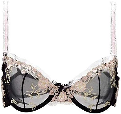 Dirie Sheer Bras and Panties Set See-Through Bra Sexy Lace Mesh Unlined Bralette for Women