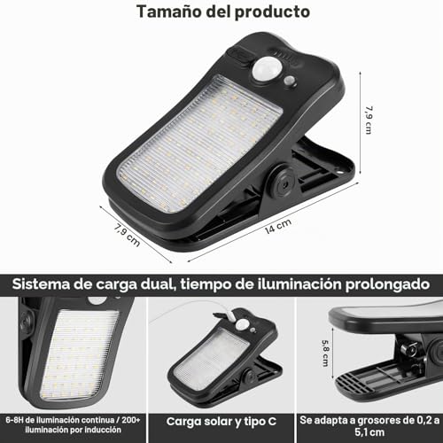 BlueYu Outdoor Solar Light with Clip – Solar Lights with Motion Sensor 800LM Solar Spotlight 3 Modes & 3 Colours Solar Lights with USB and Waterproof Remote Control for Fence Gardens (4 Pieces)