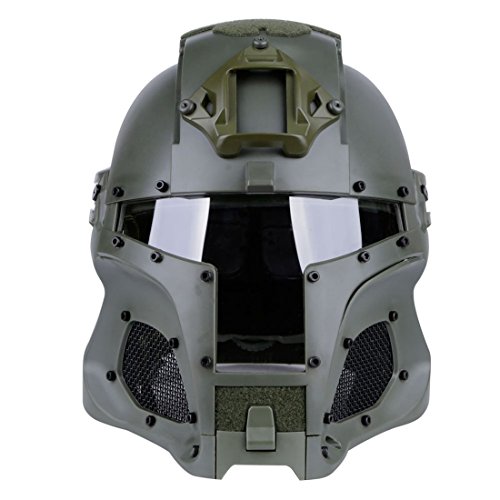 Goshfun Tactical Military Helmet Protective Fast Helmet Full Face Mesh Mask with Goggle for Airsoft Paintball CS Outdoor Activity, Green - Thumbnail 7