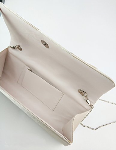 AITING Womens Satin Diamante Pleated Evening Clutch Bag Bridal Handbag Prom Purse (Champagne gold) - Thumbnail 4