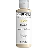 GOLDEN Fluid Acrylics, Titan Buff, 4 fl. oz. Bottle | Artist grade acrylic paint with rich pigment load and a flowing constency useful for even coverage and fine details.